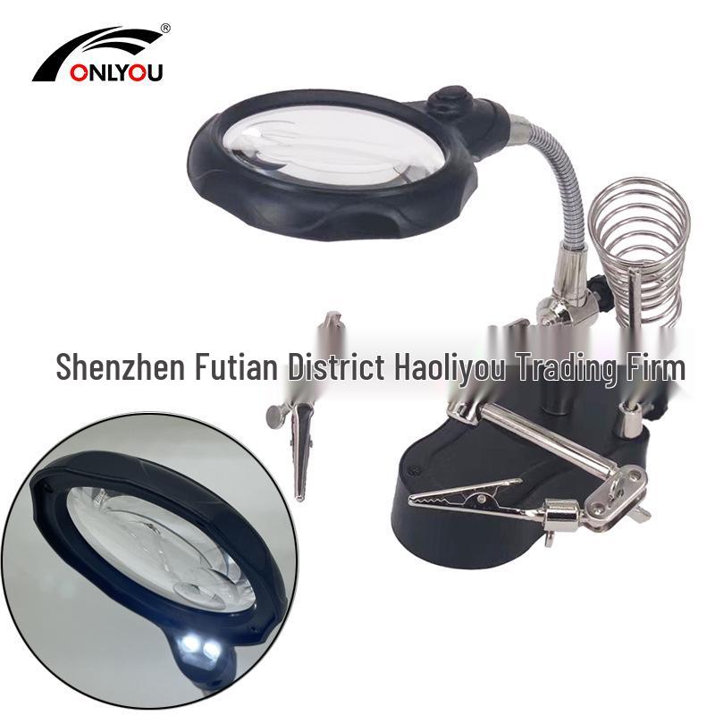 Clip-on LED Magnifier with Dual Repair Clamps, Model TE-801