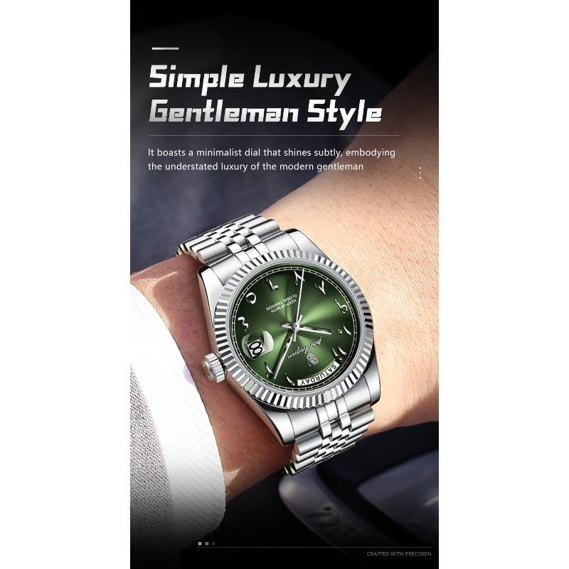 POEDAGAR Fashion High Quality Men Clock Waterproof Date Week Watch for Man Stainless Steel Luxury Quartz Watches + Box