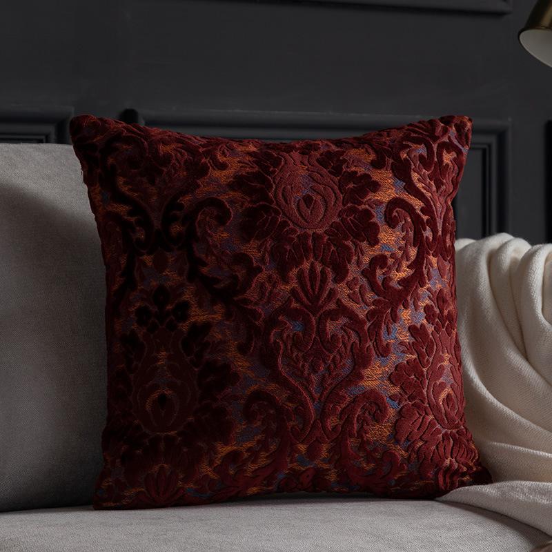 European Chenille Plush Cushion Cover Living Room Retro Plush Jacquard Pillowcase Villa Hotel Homestay Decoration Cover Office Chair Car Cushion Cover