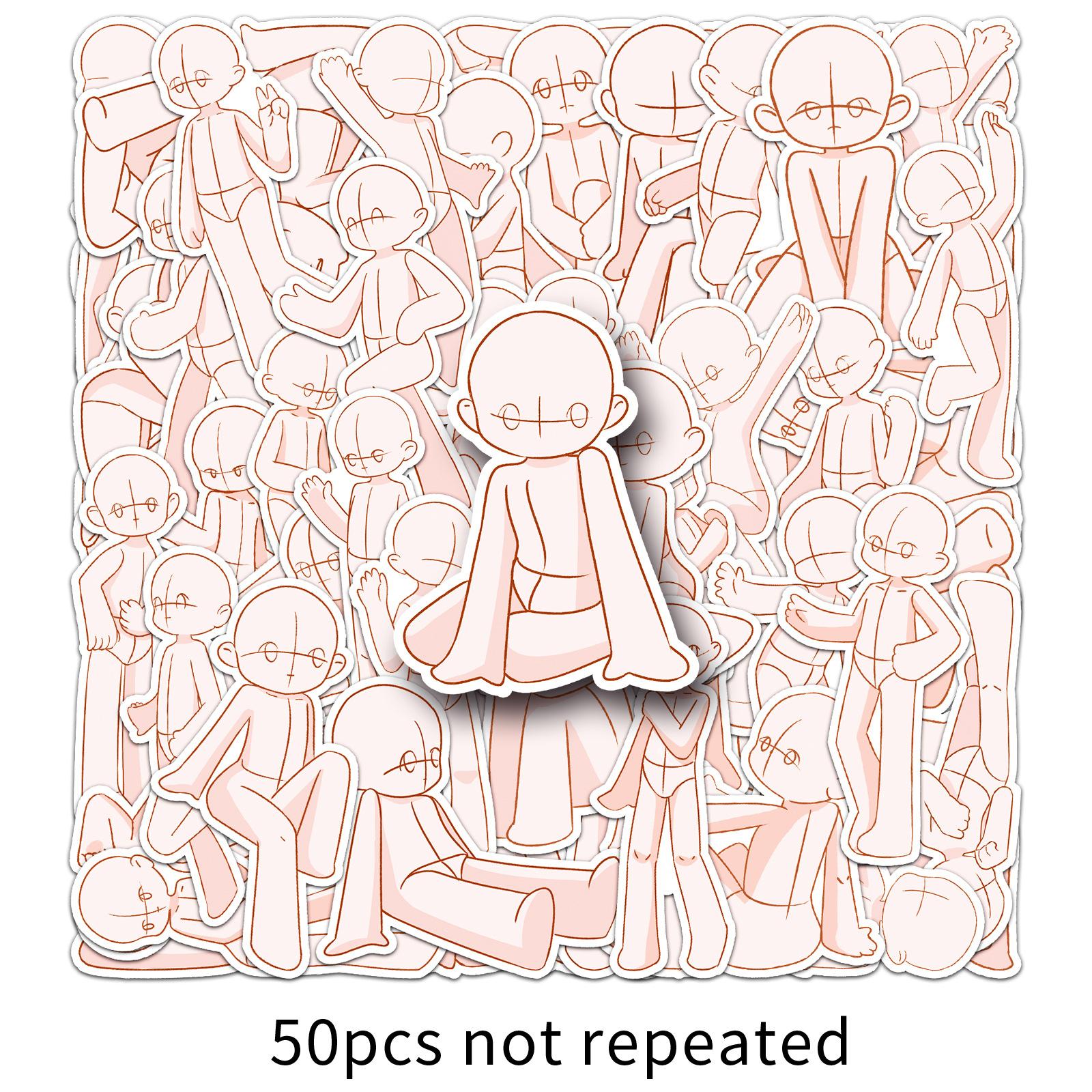 

50 Body Characters Graffiti Stickers Cartoon Cute Hand-painted Decorative Mobile Phone Case Suitcase Water Cup Stickers