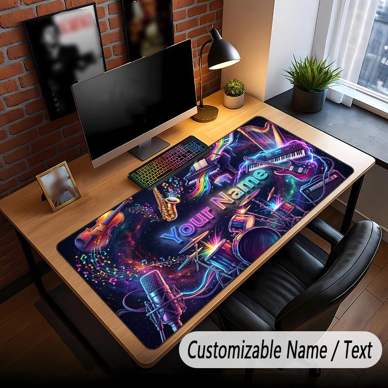 Music General Theme Custom Mouse Pad Personalized With Name Text Customized Desk Mat For Office Home Decor