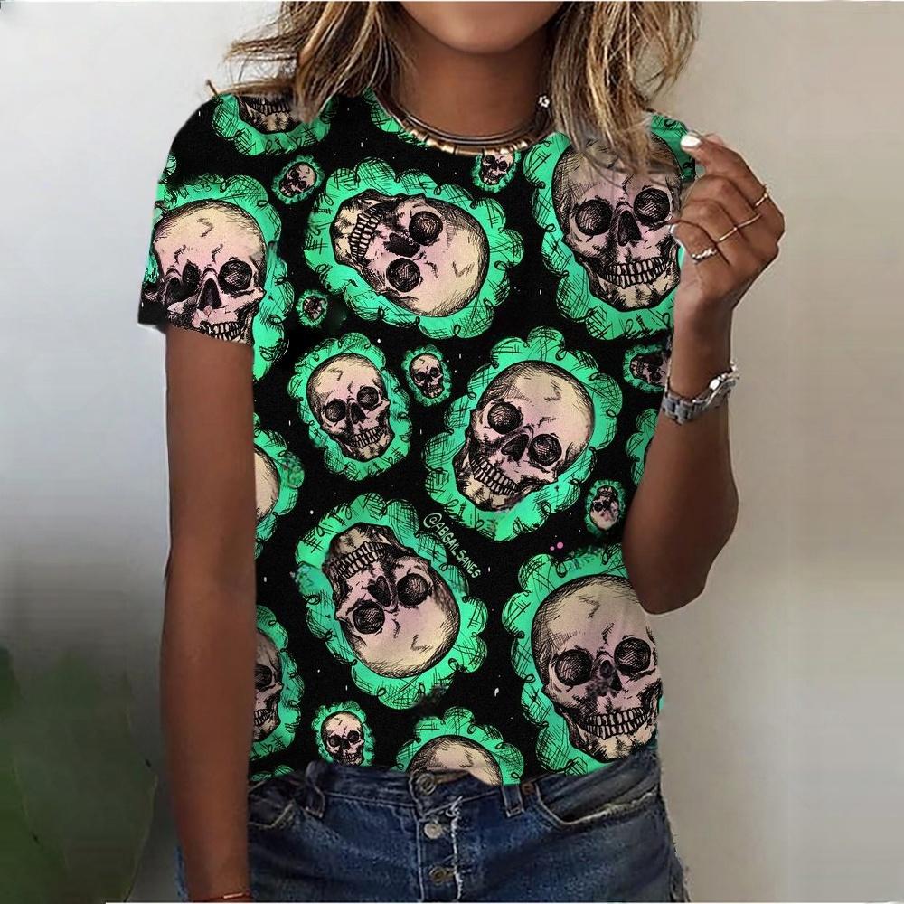 

Женская летняя футболка с круглым вырезом, повседневная, с богемным принтом, в стиле Харадзюку, с коротким рукавом, модная, с 3D-принтом льва, Y2k 3XL