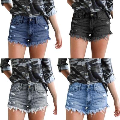 Sommer Distressed Denim Shorts Modische Split Tassel Damen Shorts