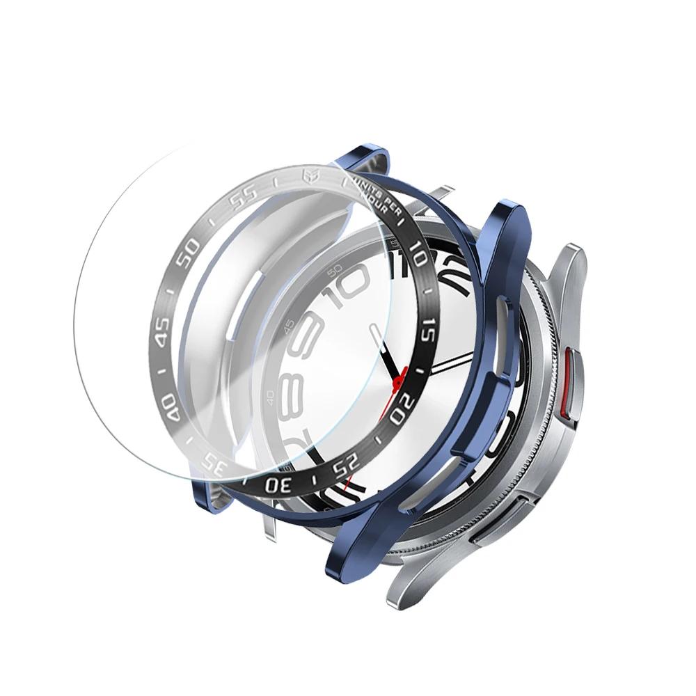 Tempered Glass+Bezel+Case for Samsung Watch 6 Classic 43mm 47mm Cover TPU Bumper All-Around Protector Clear Scratch Screen Shell