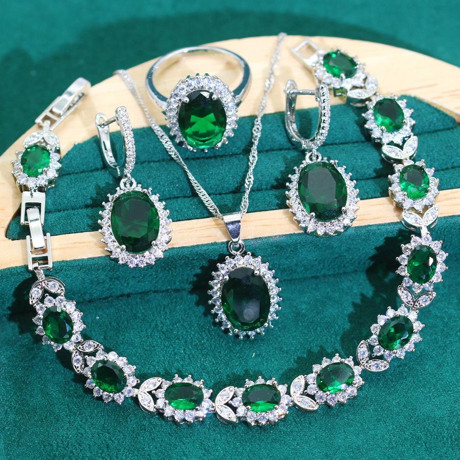 

2024 Горячие Новые Ювелирные Изделия Циркон Ожерелье Серьги Кольцо Комплект 10 yards