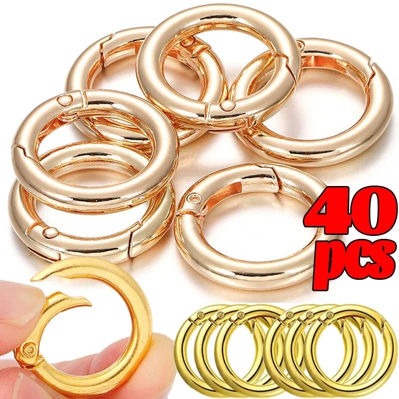 50/10pcs Metal O Ring Spring Clasps for DIY Jewelry Openable Round Carabiner Keychain Bag Clips Hook Dog Chain Buckles Connector
