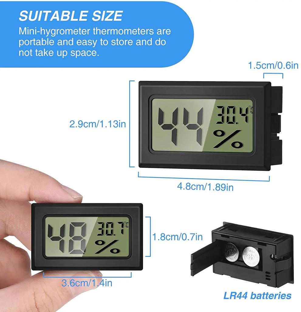 Mini LCD Digital Termometer Hygrometer Temperatur Inomhus Bekväm Temperatursensor Fuktighetsmätare Mätinstrument Kabel
