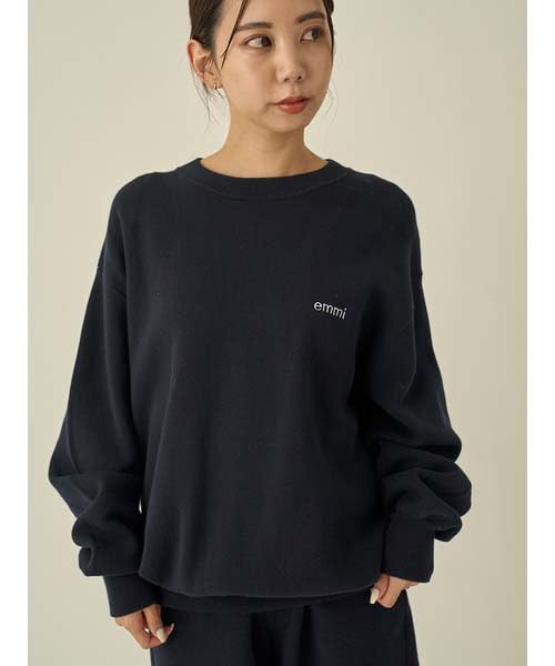 Atelier Logo Milano Rib Pullover 13WNT251063 DNVY [Emi] Women's