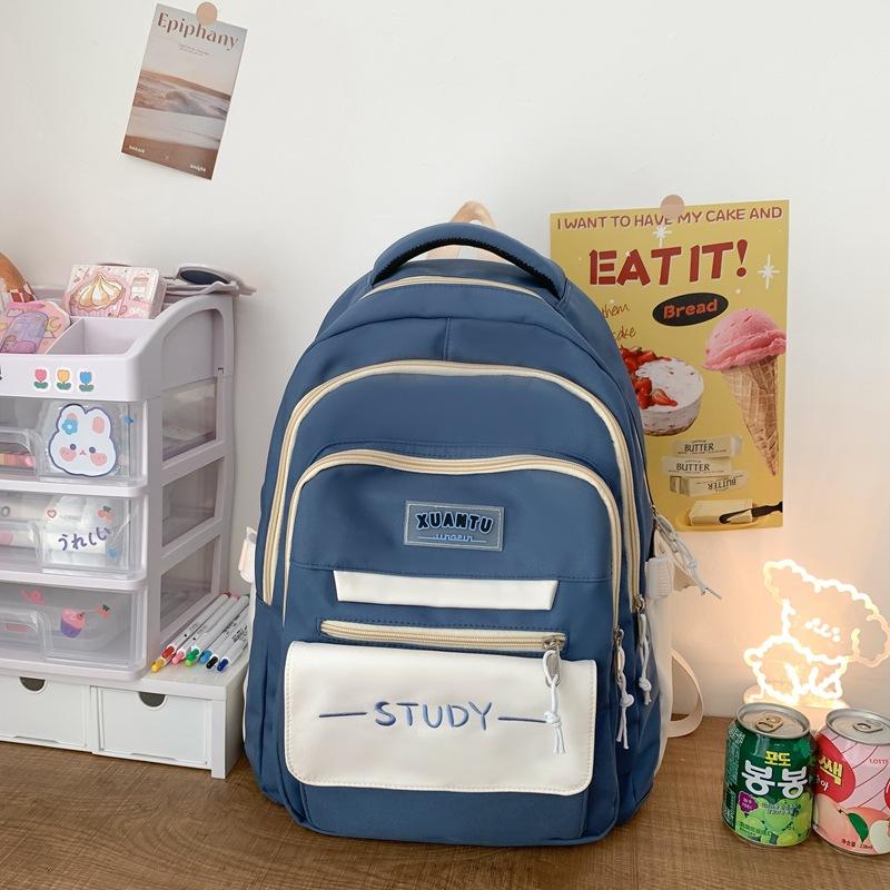 School bag female Korean version backpack high school student junior highschool student versatile backpack primary school student contrasting backpack