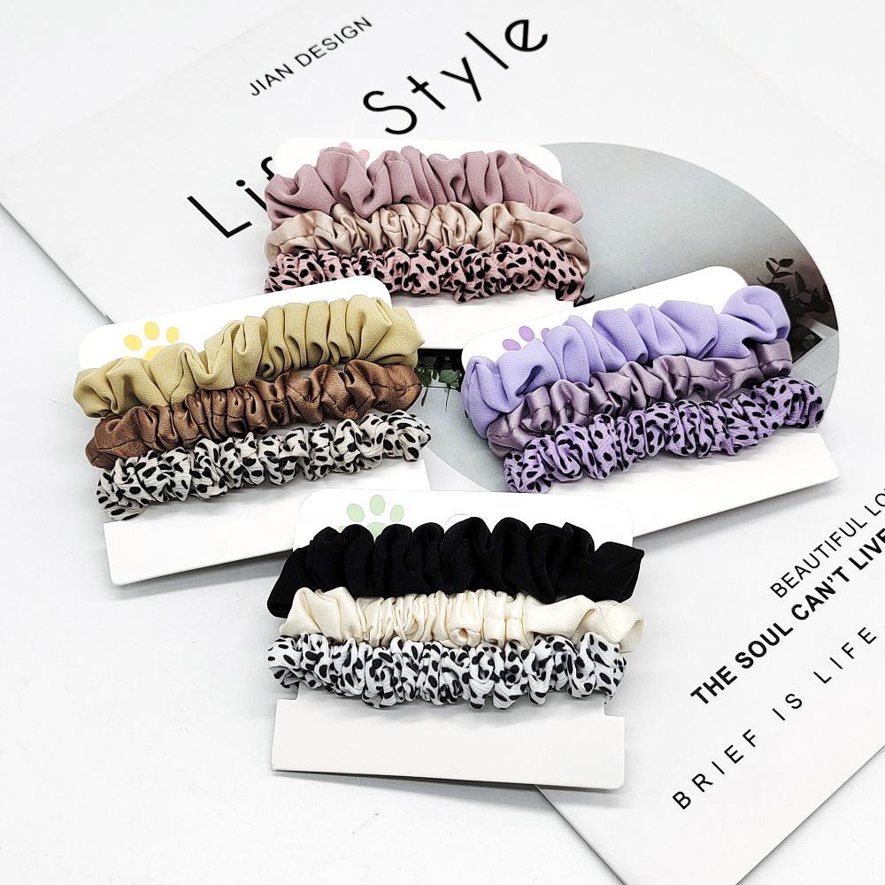 MIO New Style Leopard Pattern Hair Scrunchies Set Shining Matte Fabric Hair Accessories Hair Bands