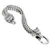 Men's Stainless Steel Bracelet with Wolf Head Designs Adjustable Wristband Accessory for Fashion Forward Individuals