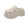 Thick bottom heightening bag head half slippers women's summer wear 2025 new summer fashion hollow muffin beach cool slippers