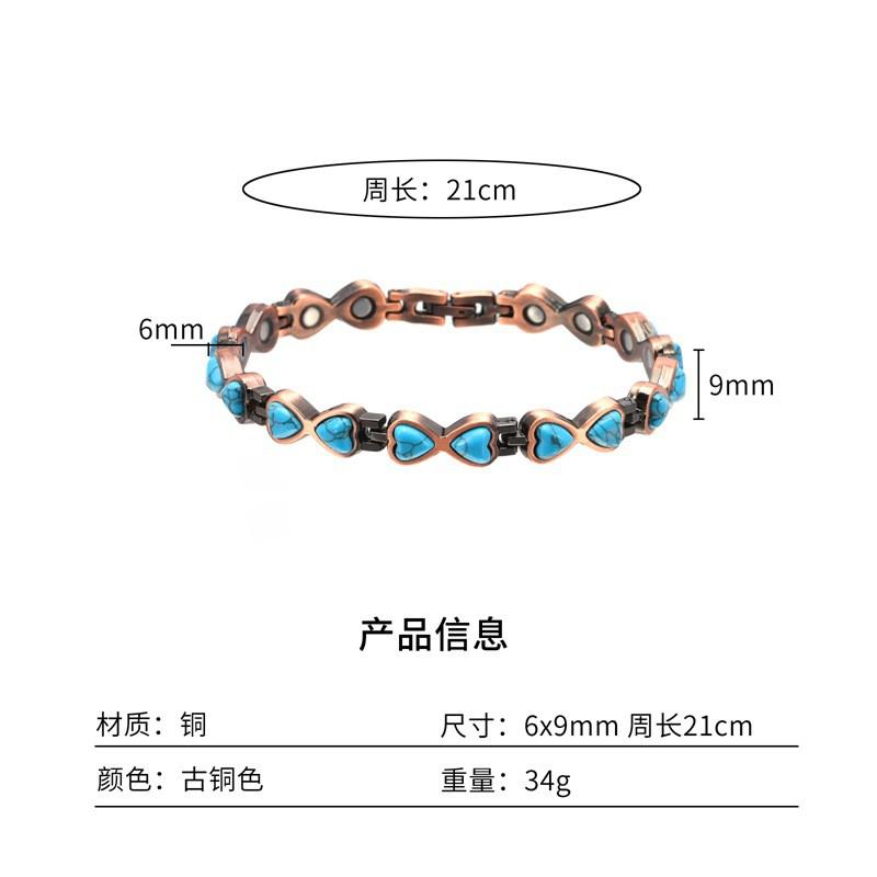 Adjustable Magnetic Therapy Bracelet Women Men Alloy Geometric Design Vintage Style Copper Tone Fashion OL Jewelry