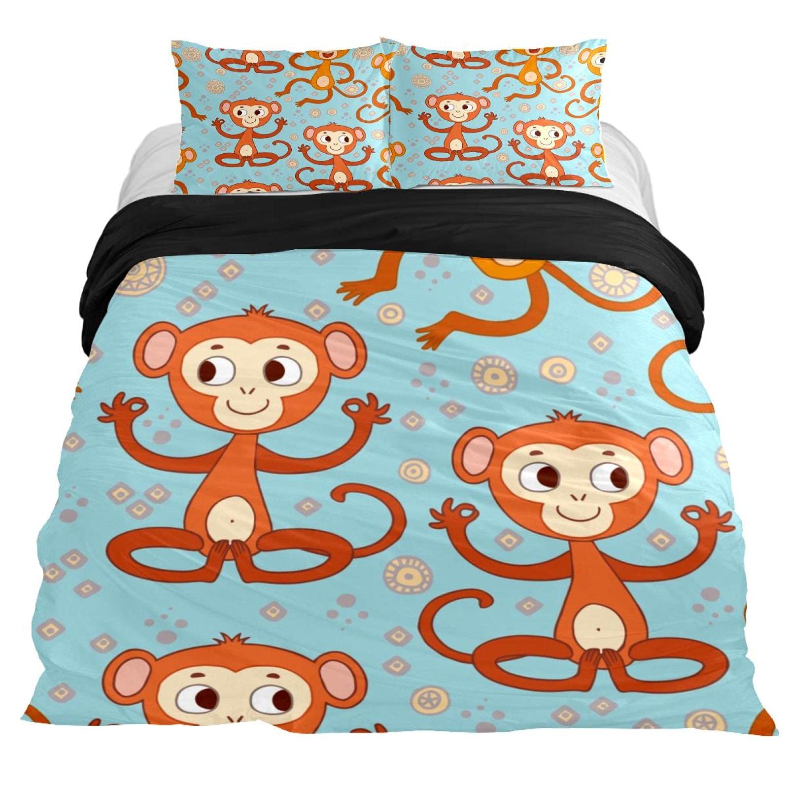 

Милые обезьянки, мультяшные животные, пододеяльник для детей, женщин, подарки, свежий и естественный стиль, тематические украшения для спальни, размер Queen 70x133cm 2pcs