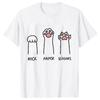 Schere Stein Papier Lustiges Katzenpfotenabdruck T-Shirt Damen Sommer Weiche Oversized Tops Mode Lässig Kurzarm Street T-Shirt