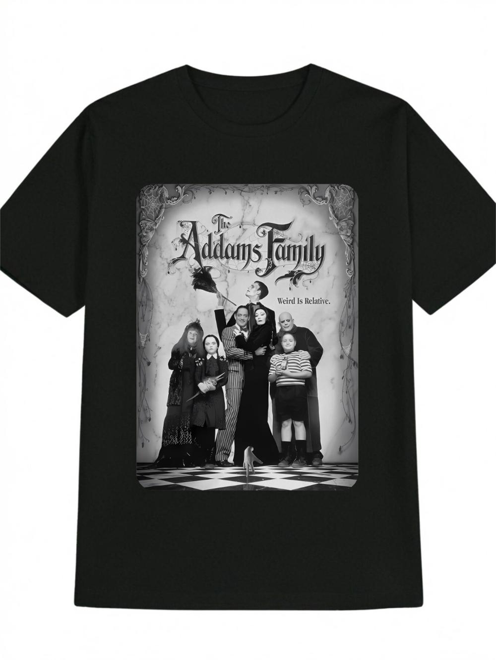 

Men S Casual Versatile Round-Neck T-Shirt Featuring A Print of The Addams Family Weird Is Relative A Stylish Top for Men 5XL різнокольоровий