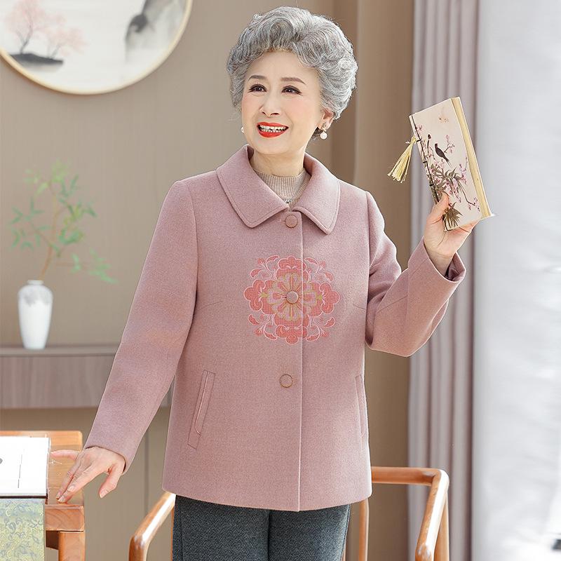 Mom's Stylish Winter Wool Jacket - Chinese Design for Middle-aged and Elderly Women