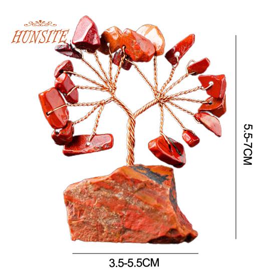 Barevná ozdoba stromu z přírodního kamene se základnou, strom peněz s pozitivní léčivou energií