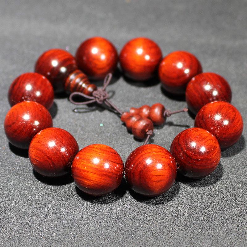Purple Sandalwood Rhinoceros Horn Prayer Beads Bracelet with High Oil Content - 20 Red Wood Beads