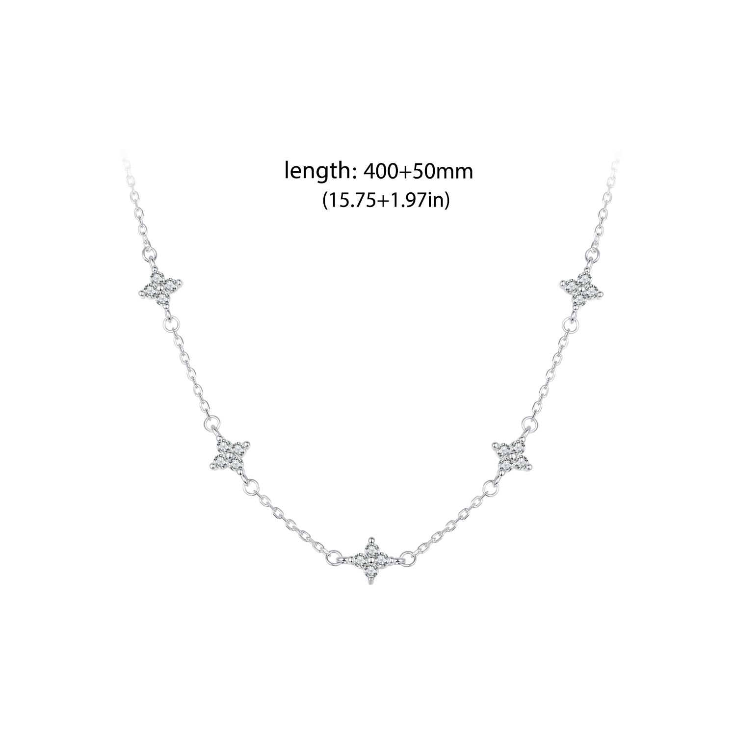 

WOSTU ожерелье из стерлингового серебра 925 пробы с четырьмя листьями клевера и звездами, счастливый подарок для женщин, ювелирные изделия, роскошные аксессуары-колье BSN394