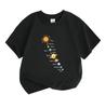 Kids Boys Girls 100% Cotton Crew Neck Short Sleeve T-Shirt, Cute Cartoon Solar System Sun Planets Print Casual Soft Breathable Tee for Children Daily
