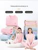 Velvet Warm Underwear Set for Junior High Teens - Half-High Collar Top & Pants