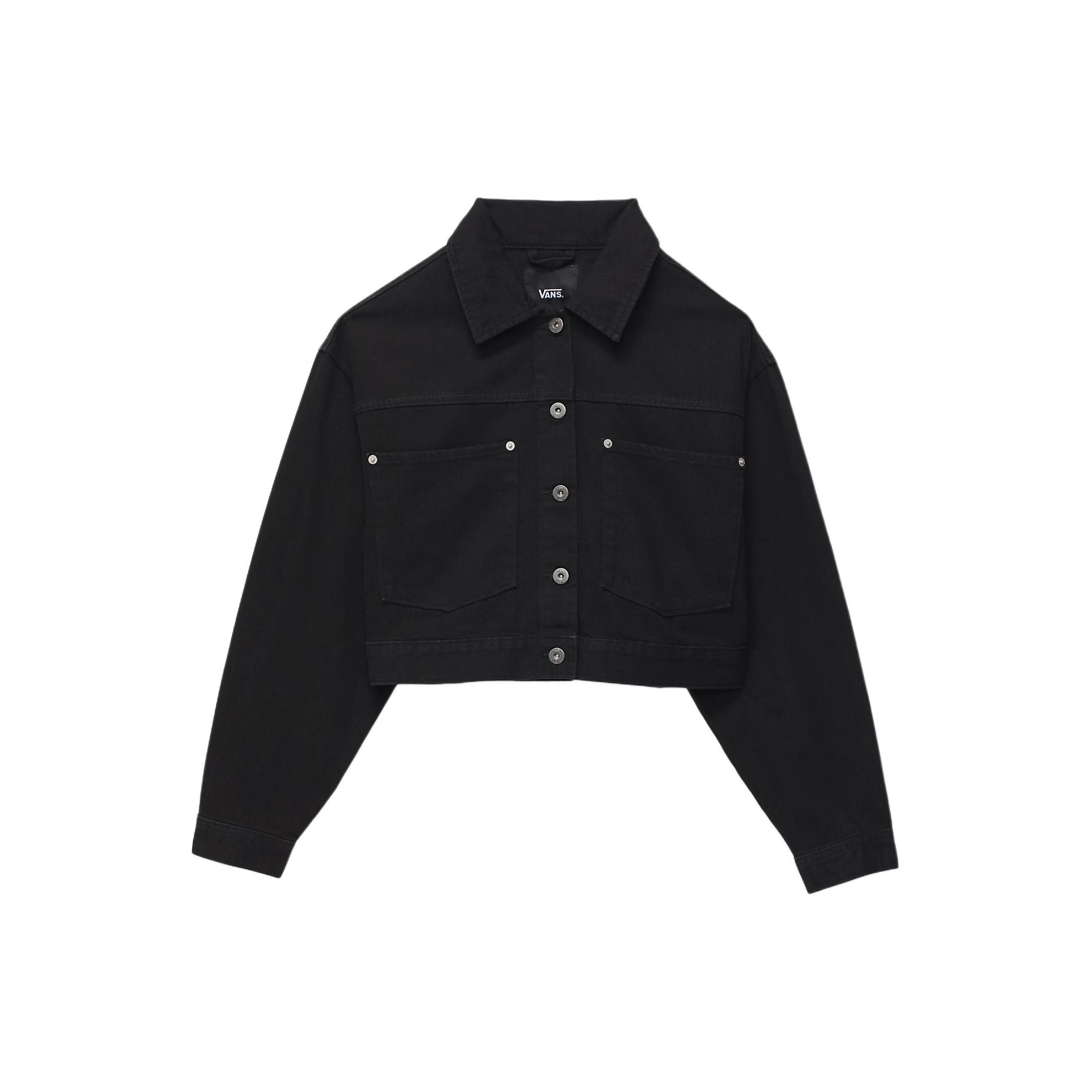 

New Vans Raynes Crop Trucker Jacket Jackets Coats Women s Black VN000G8SBLK XL