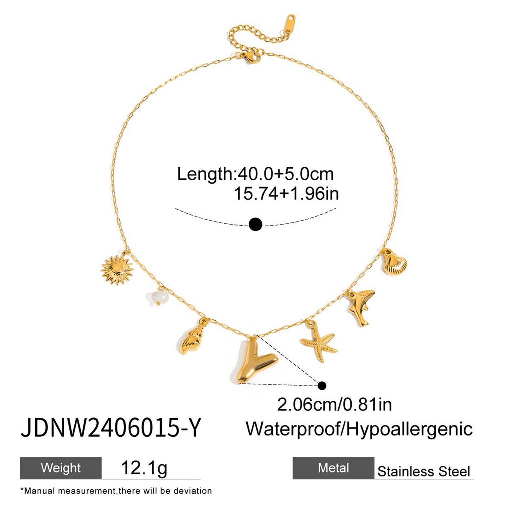 Letter Starfish Shell Freshwater Pearl Necklace Niche Design Sense Collarbone Chain Jewelry