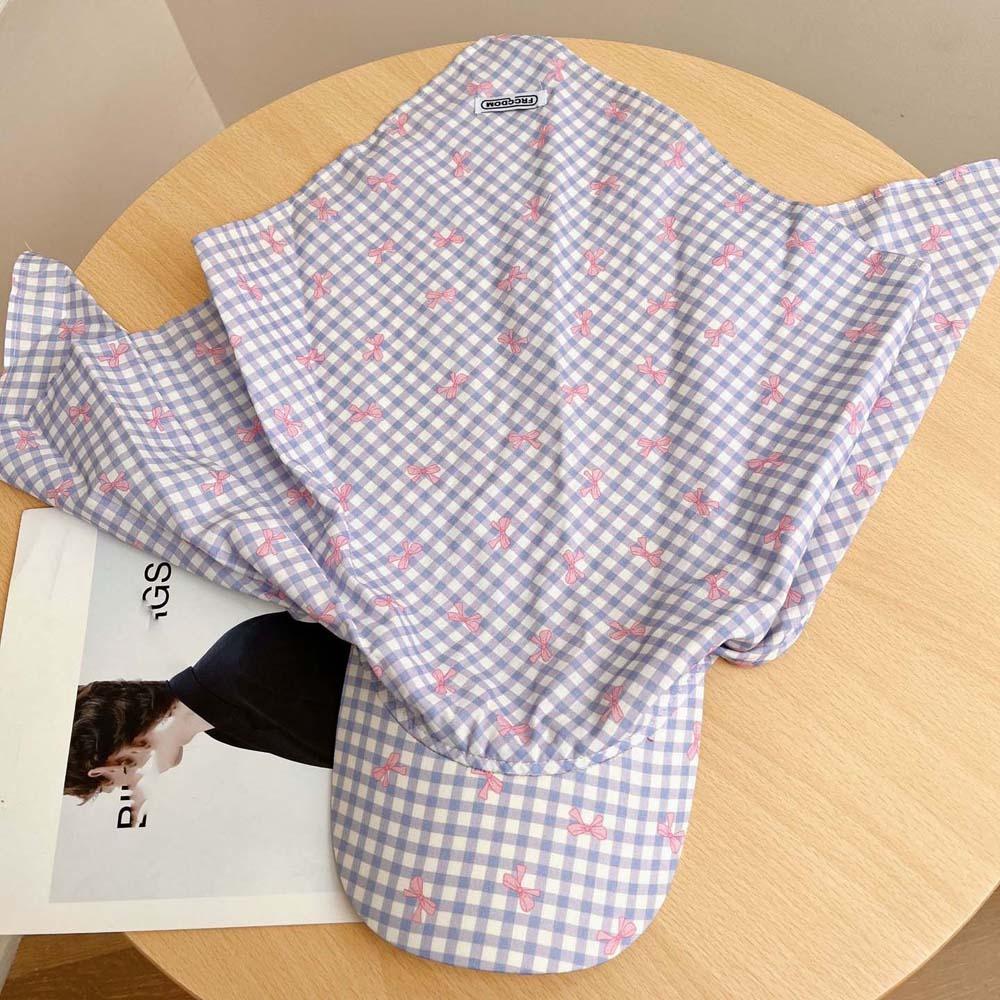 Fashion Rural Style Headscarf Baseball Hat Plaid Bow Scarf Peaked Cap Soft Breathable Strappy Bandana Cap Women