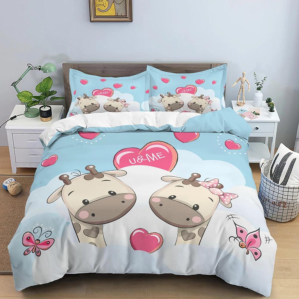 Comforter 3D Romantic Valentines Day Red Rose Bear Printed For Girl Queen S Luxury Bedding