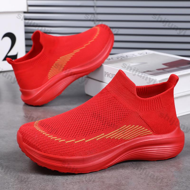 Women's Soft Sole Light Comfortable Loafers Breathable Knit Flat Shoes Woman Autumn New Breathable Flats Slip-on Socks Shoes