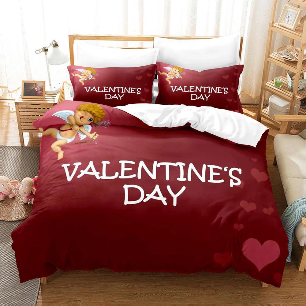 Valentine's Day Bedding Set 3D Printed Duvet Cover Set for Boys Teens Bedroom Single Double Full Queen King Size