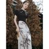 Sommer-Retro-chinesischer Stil verbessertes Cheongsam-Damenkleid mit schwarzer Tuschemalerei