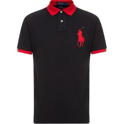 Polo Logo Brodé Boutonnage Vertical Coupe Droite Manches Courtes Polo Homme Polos Noir 710752866-002