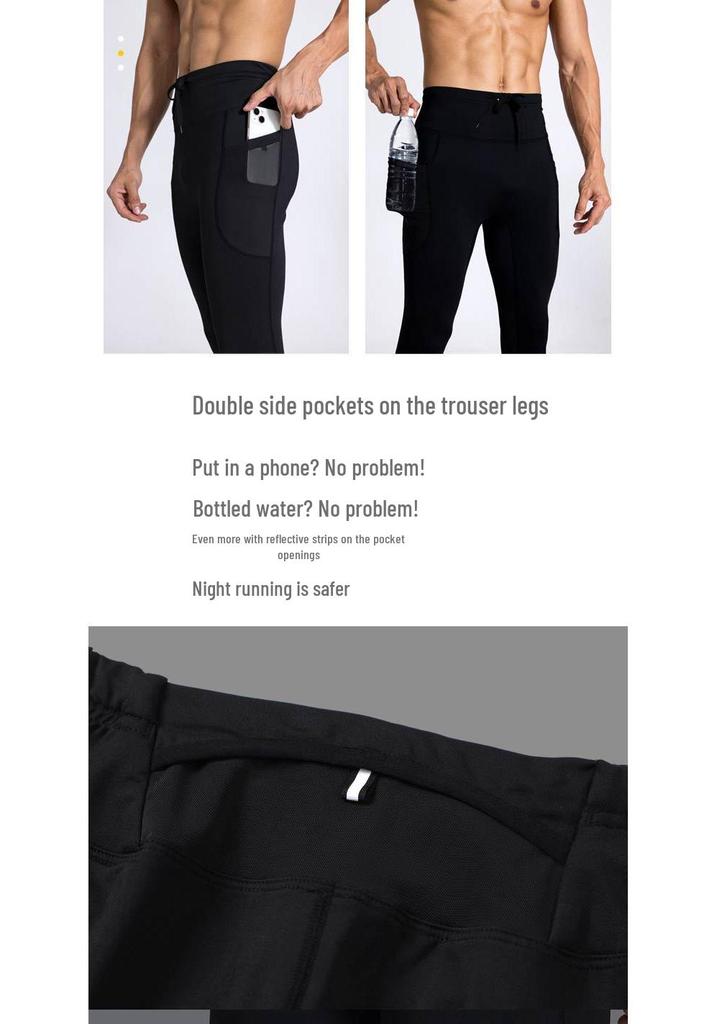 Fleece-Lined Men's Quick-Dry Compression Running Tights