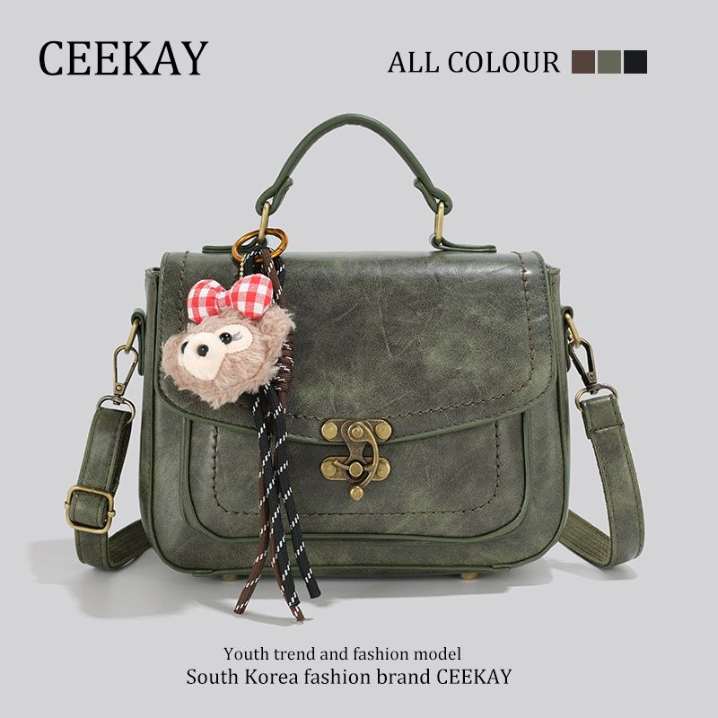 

Ceekay Genuine Goods Minority Fashion Vintage Messenger Bag Fancy Hand-Carrying Bag Female 2025 New Crossbody Bag Green(Gift bag for the counter)