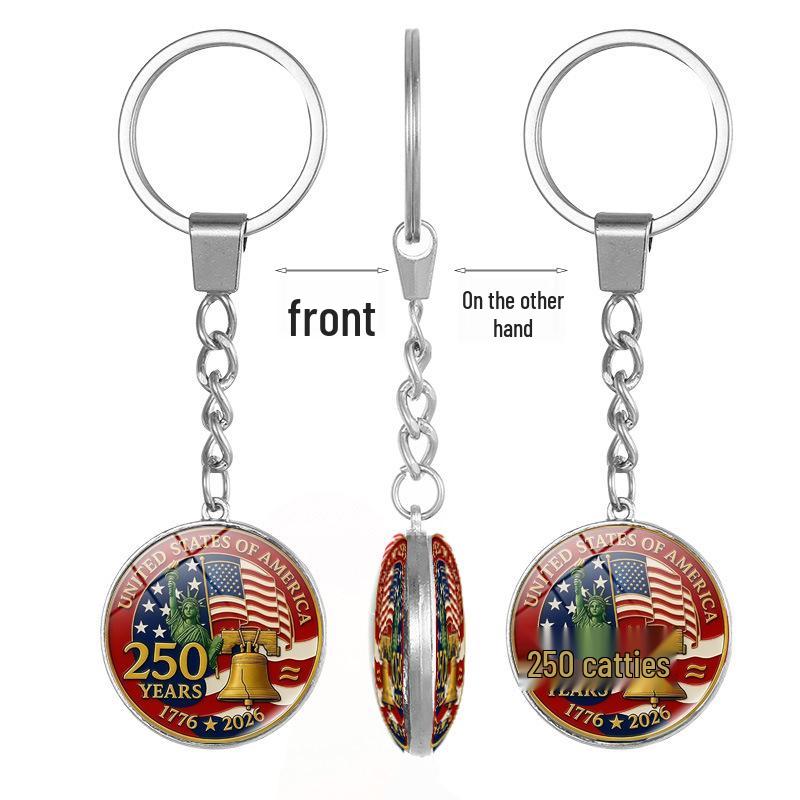250th US Independence Day Rotating Alloy Keychain Gift