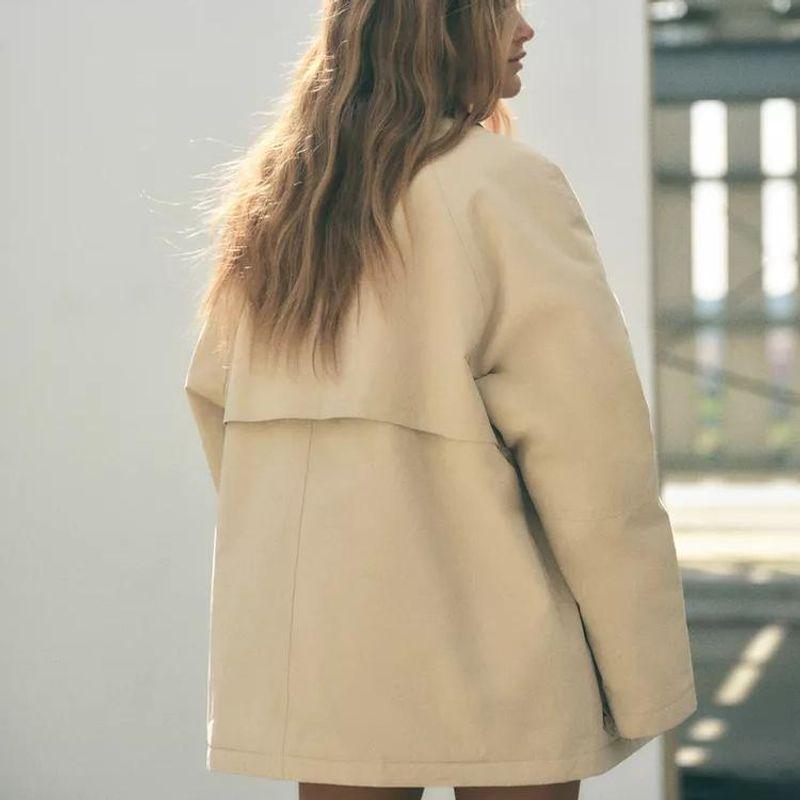 Fall and Winter New Loose Single-Breasted Corduroy Collar Quilted Long Sleeves Cotton Jacket Outwear 4749736