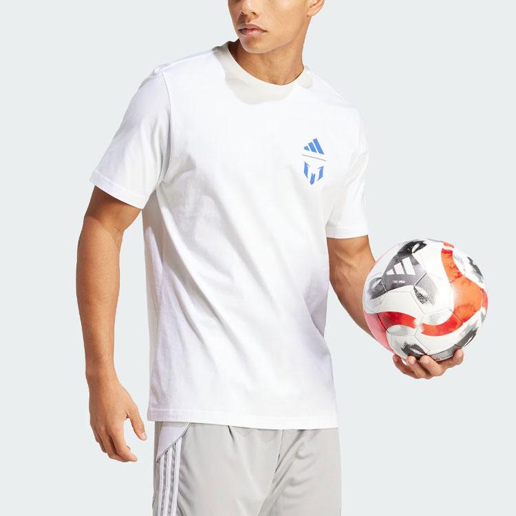 adidas Messi T Shirts Men's White Crew Neck Moderate Straight Fit IT7081-