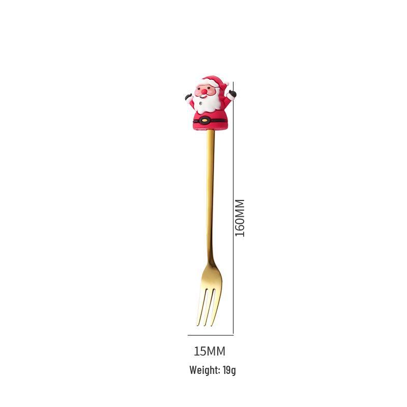 Christmas Stainless Steel Spoon & Fork Gift Set - Creative High-Value Dessert & Stirring Utensils
