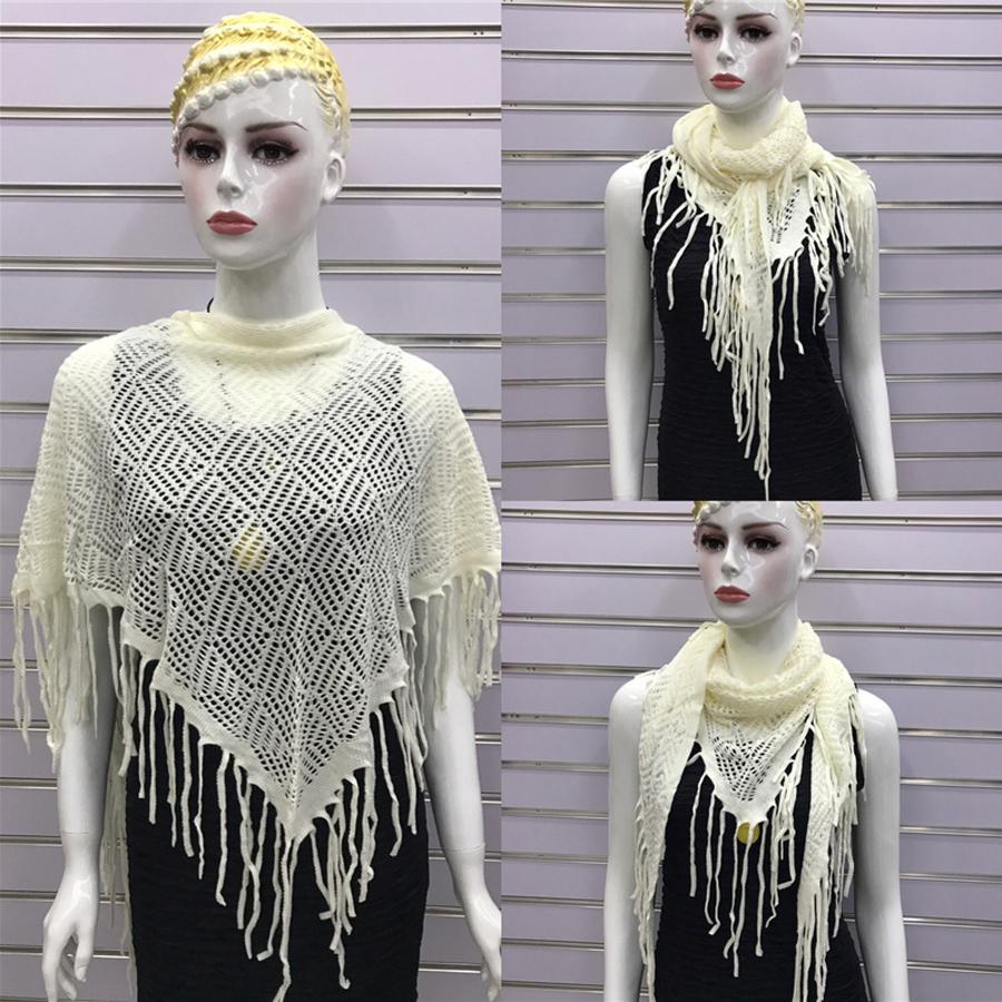 Autumn New Solid Color Triangle Fringe Wool Scarf Knitted Shawl Triangular Scarf Wrap