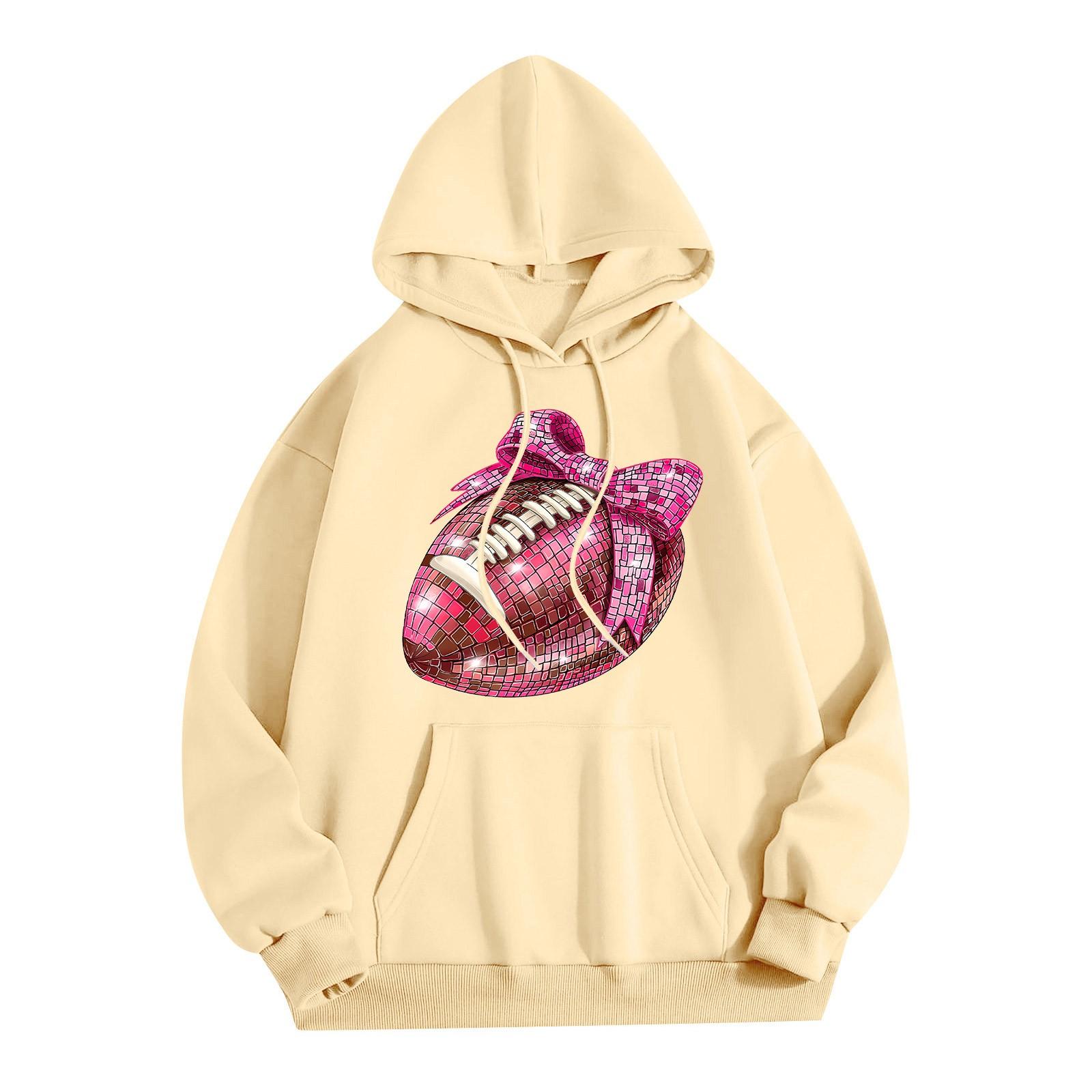 

Женская модная легкая толстовка с длинными рукавами и карманами с принтом регби M жёлтый