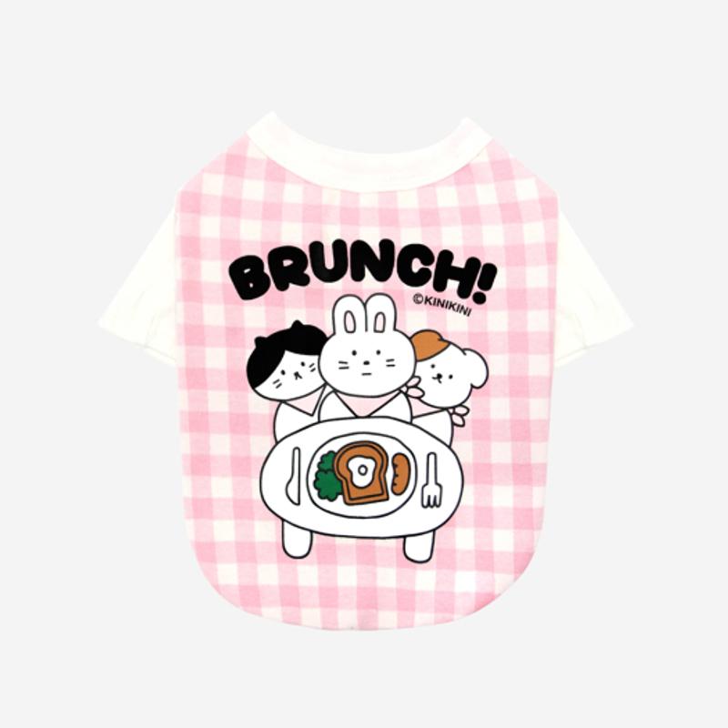 KINIKINI BRUNCH CHECK TSHIRT-PINK (short-sleeved T-shirt)