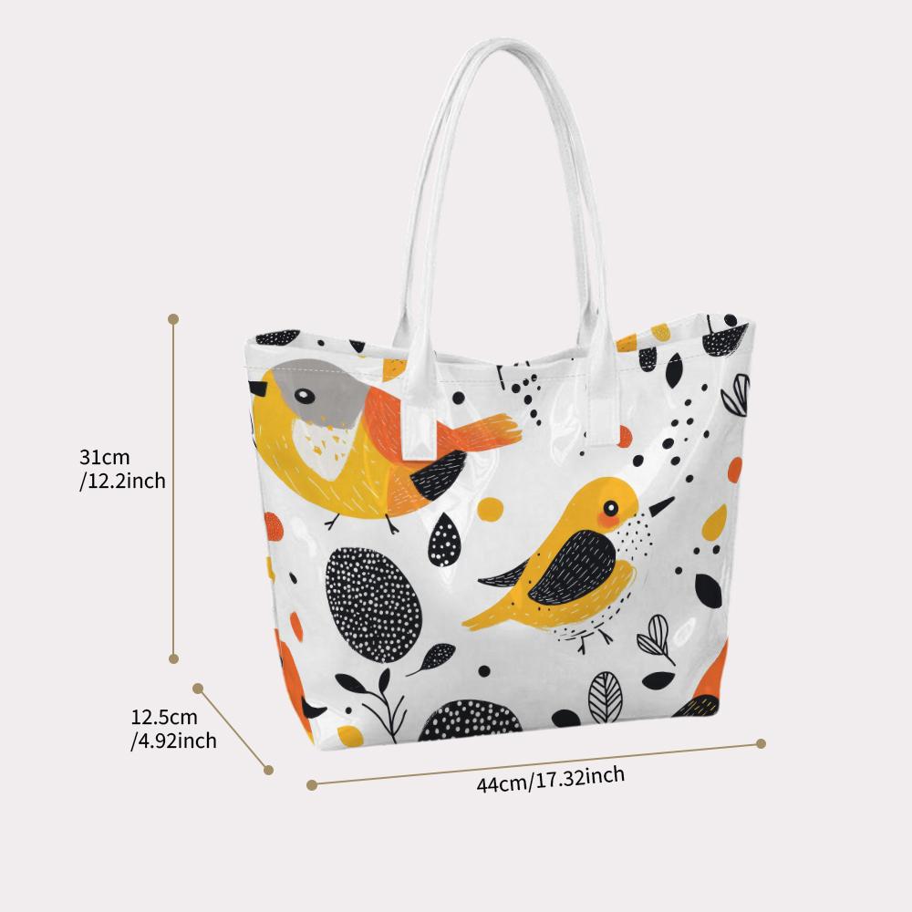 Cute Bird Printed Shoulder Bag Casual Large Tote Handbag for Daily Shopping