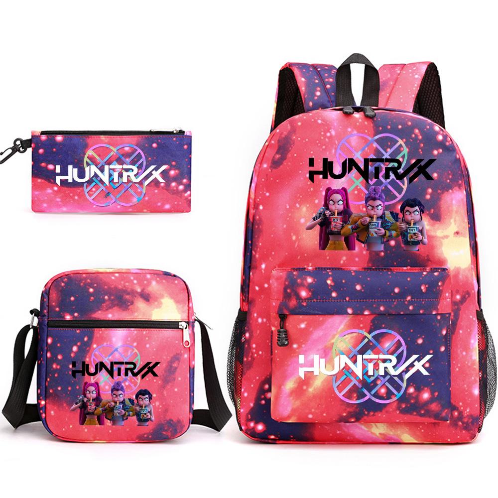 3Pcs/set Anime Printed Backpack with Shoulder Bag Pencil Case for Teenager Student Boy Girl SchoolBag Large Capacity Waterproof Bookbag Kid Gift