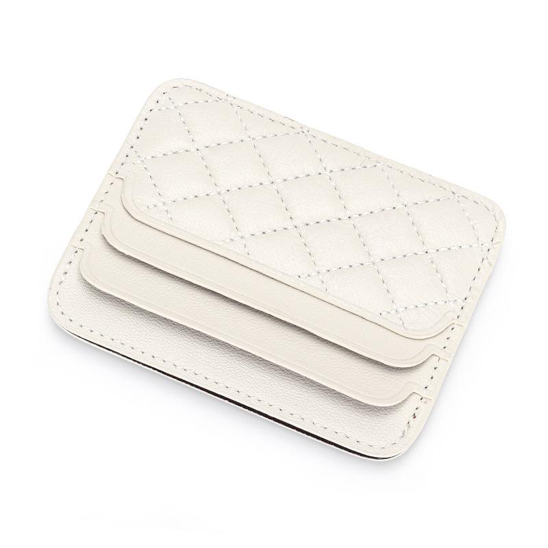 Small Card Bag Women's Sheepskin Embroidered Diamond-grid ID Candy Color Mini Multi-card Holder Genuine Leather Change Purse
