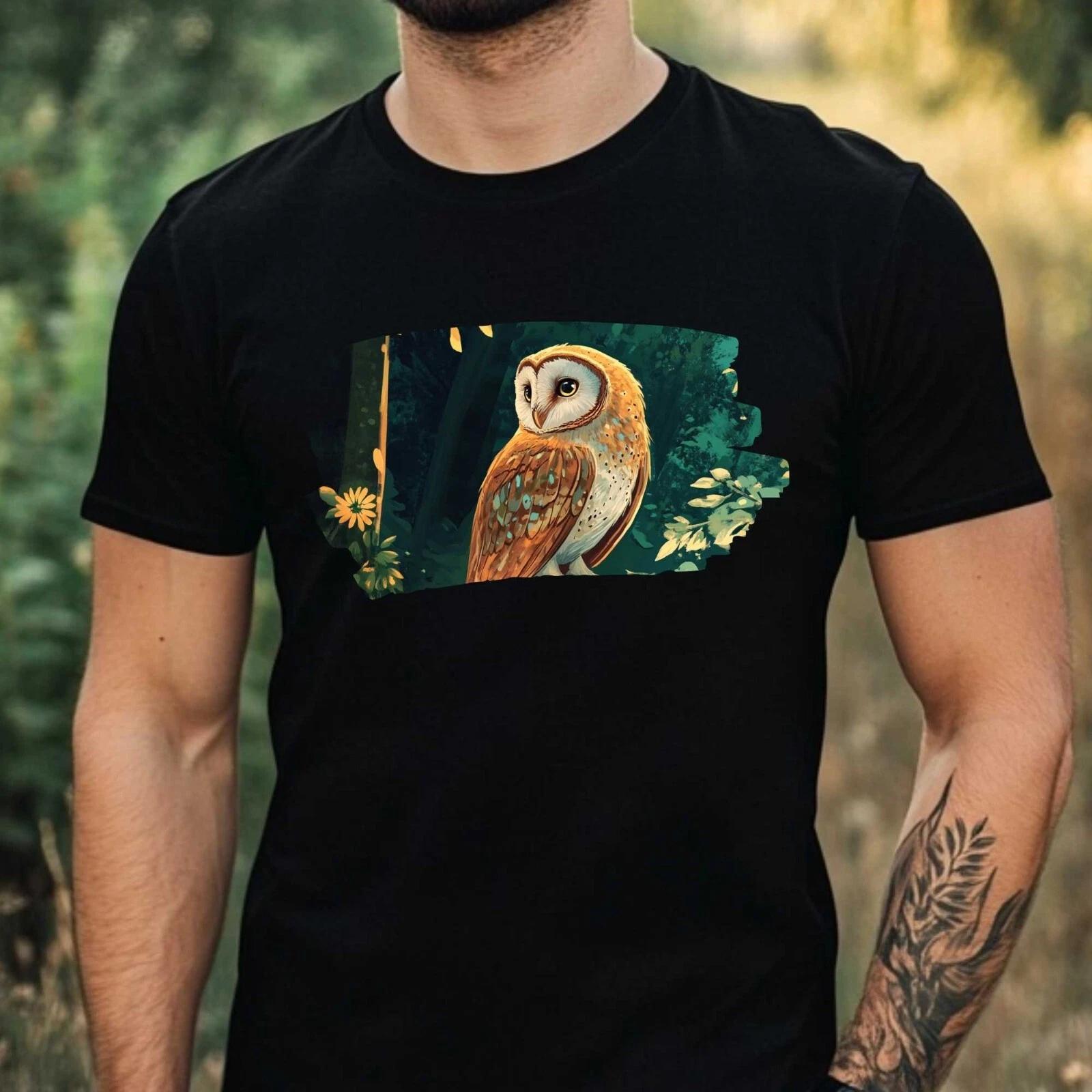 T-Shirt Herren Wald Eule Motiv Baumwolle Größe XS bis 5XL XXXL