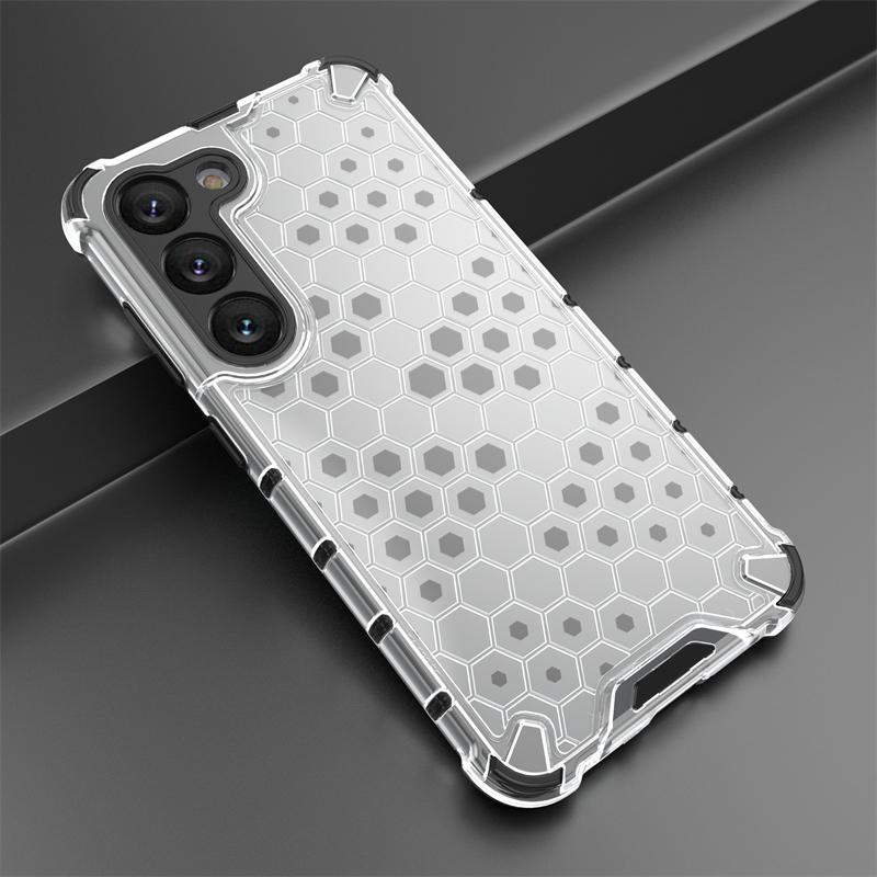 Honeycomb Shockproof For Samsung Galaxy S23 Case Armor Capa S23 Plus Ultra S22 S21 S23 FE S20 Cover Translucent TPU PC Protector