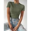 Spring Summer Slim Fit Knit Tshirt With Pleated Detail For Casual Streetwear