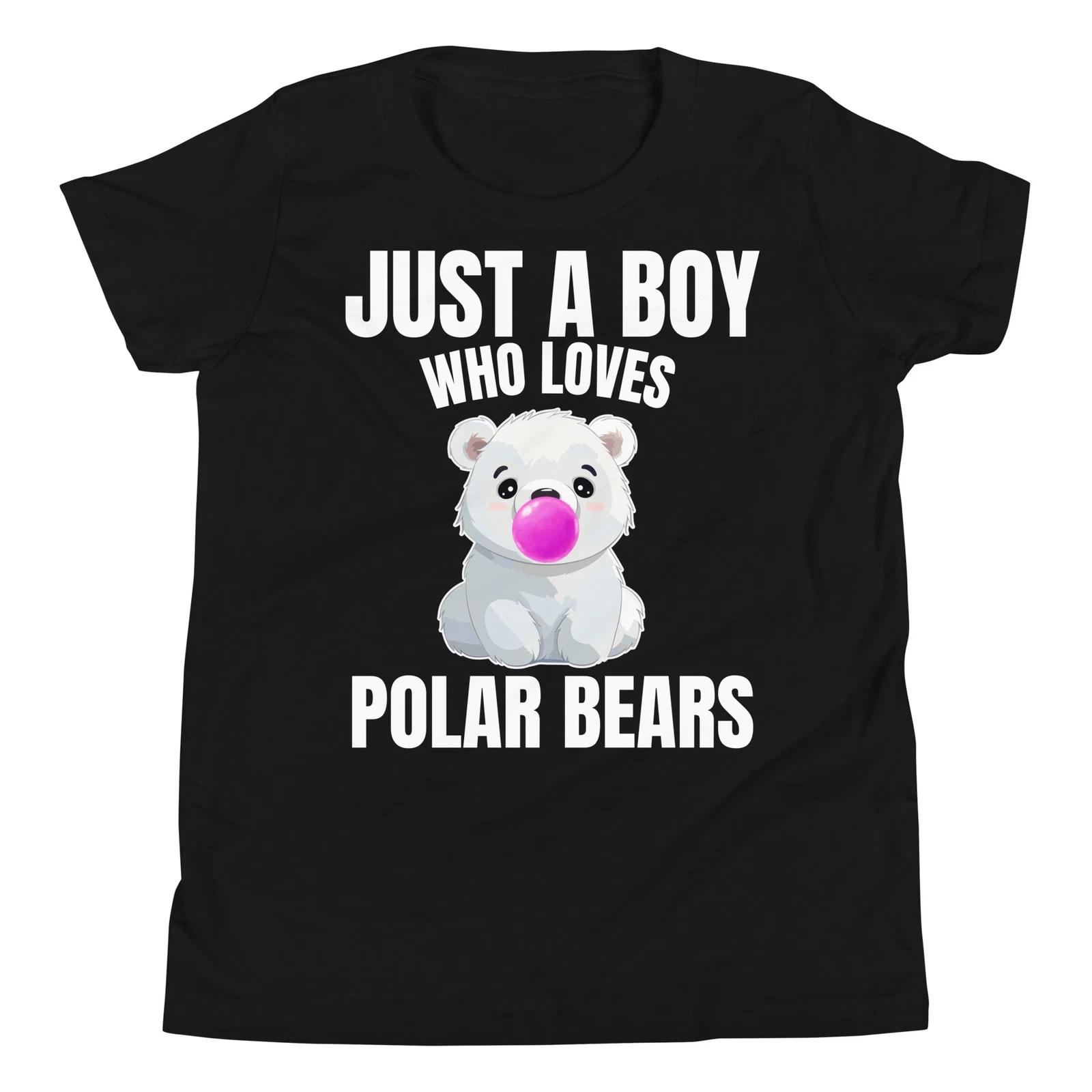 

Just A Boy Who Loves Polar Bears Baby Bear Blowing a Bubble Youth T-Shirt 100